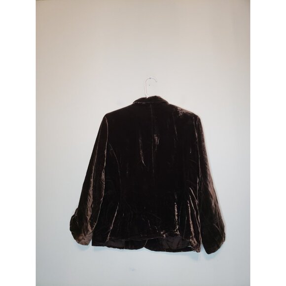 Allison Taylor Women 10 Blazer Velvet Brown Silk Blend Button Special Occasion - Picture 2 of 5